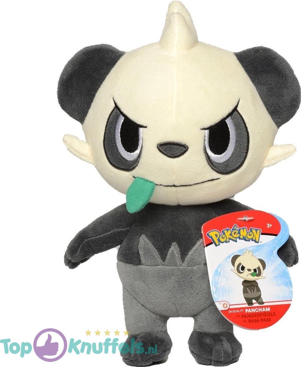 Pokemon Pluche Knuffel Pancham 21 cm | Pokémon Peluche Plush Toy | Knuffeldier Speelgoed voor kinderen | Extra zacht knuffeltje | Wicked Cool Toys Originele Pokemon Knuffelpop